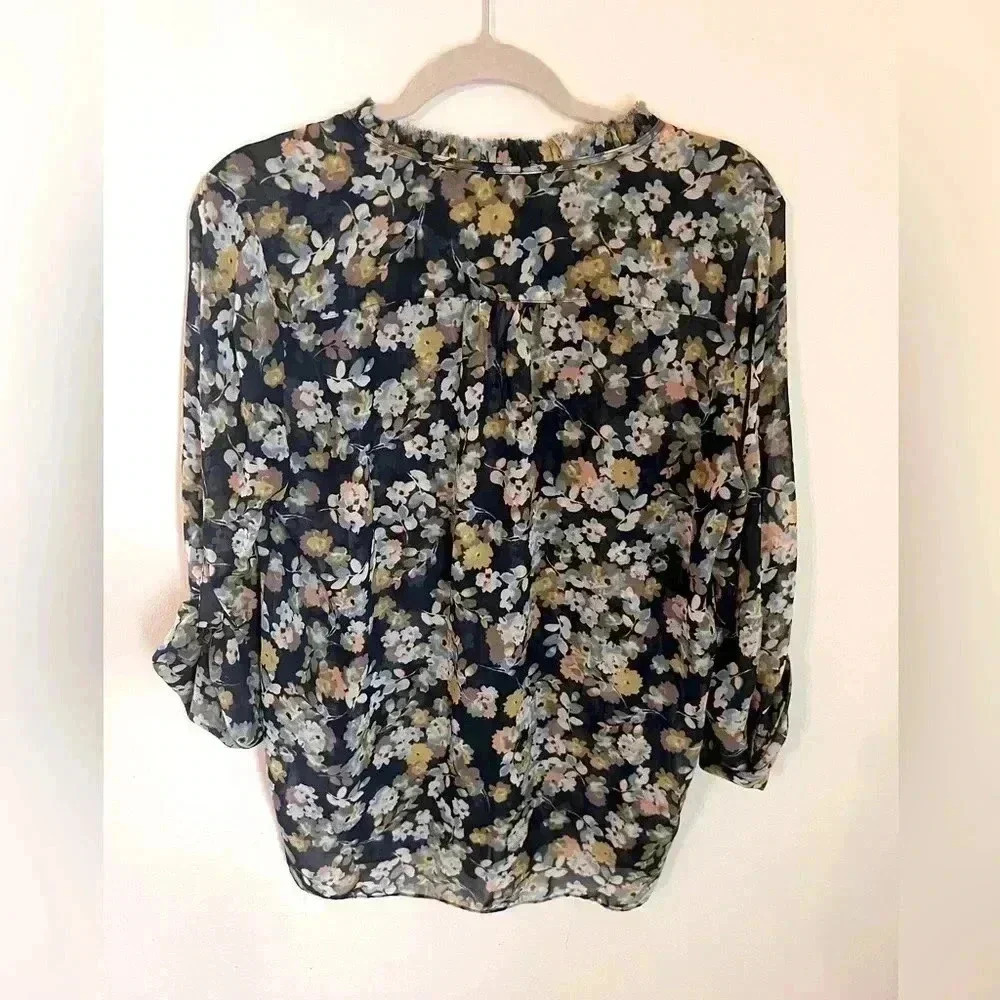 LC Lauren Conrad Floral Tunic - Black and Cream